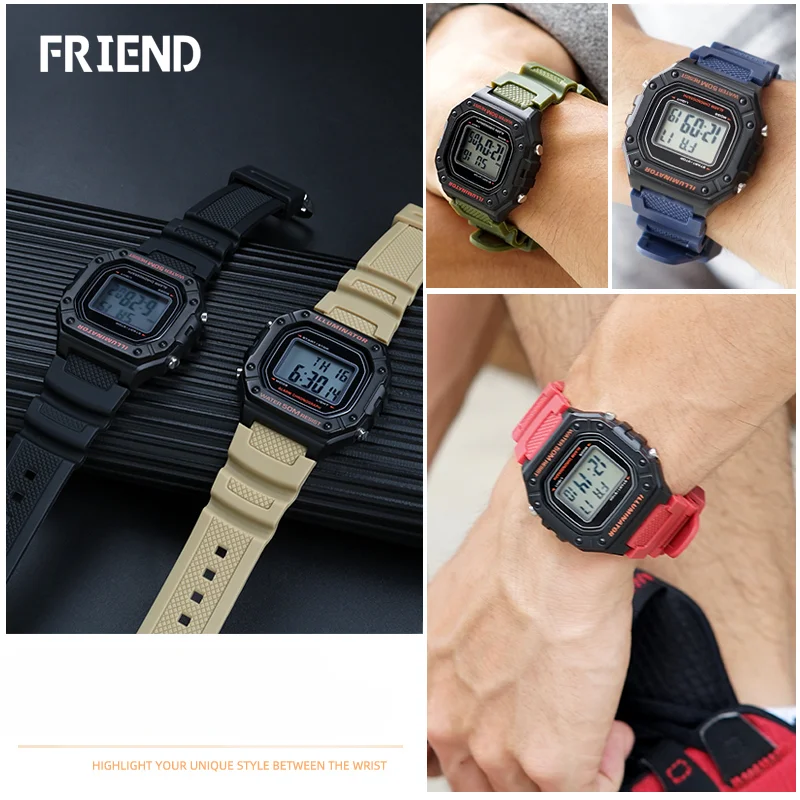 Dust-Free Watchband for Casio W218h AE-1200/1100 SGW-300 MRW-200 Waterproof Resin Silicone Strap