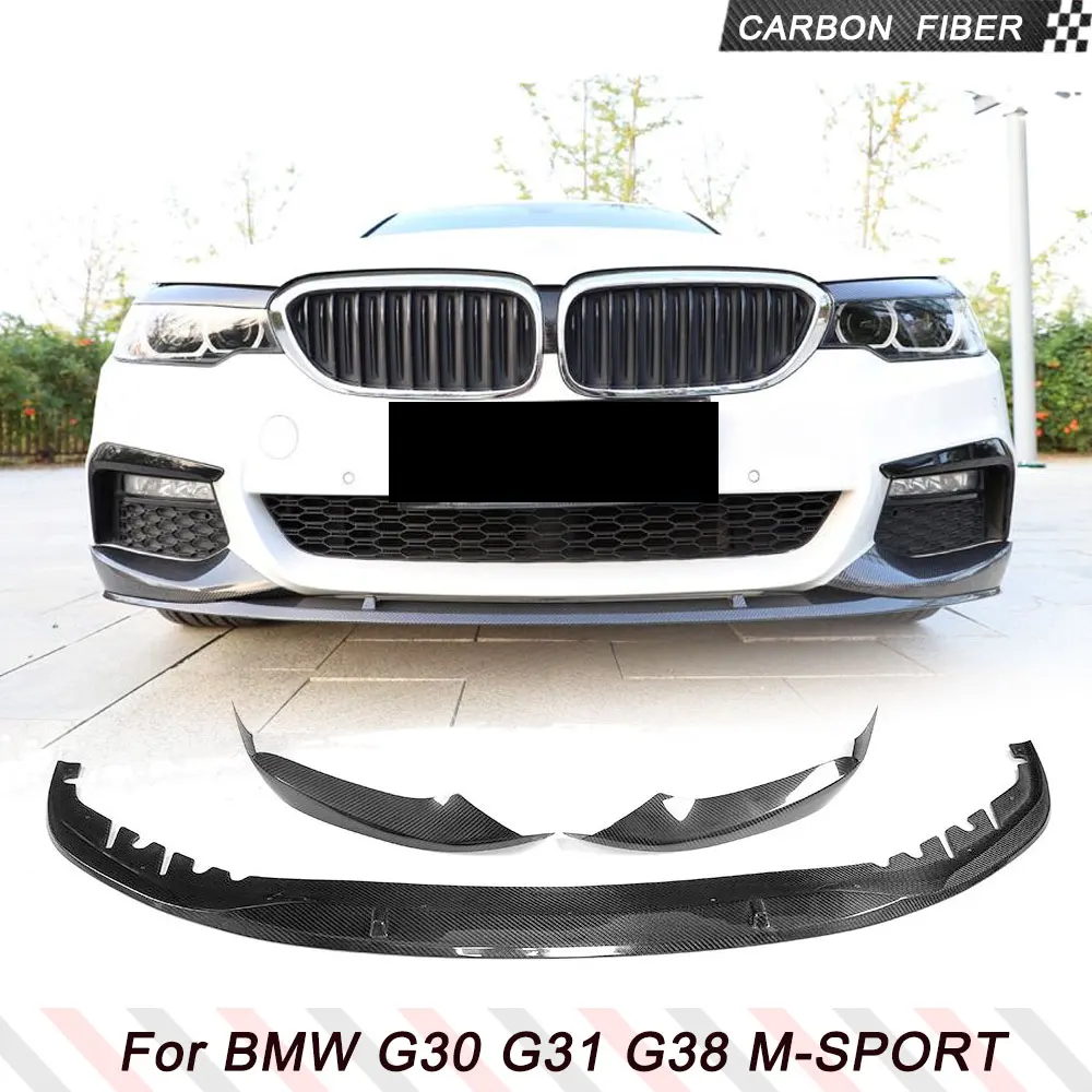 Carbon Fiber Front Lip for BMW 5 Series G30 G31 G38 2017-2020 M-Sport Car Auto Front Chin Spoiler Splitter Protector 3pcs/Set