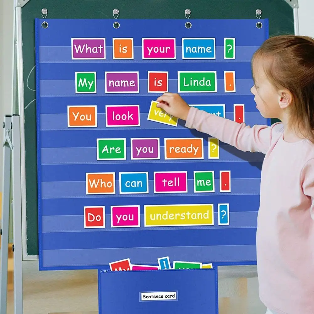 Large Standard Pocket Chart for Classroom & Homeschool Teaching Supplies Durable Classroom Pocket Chart for Word Wall