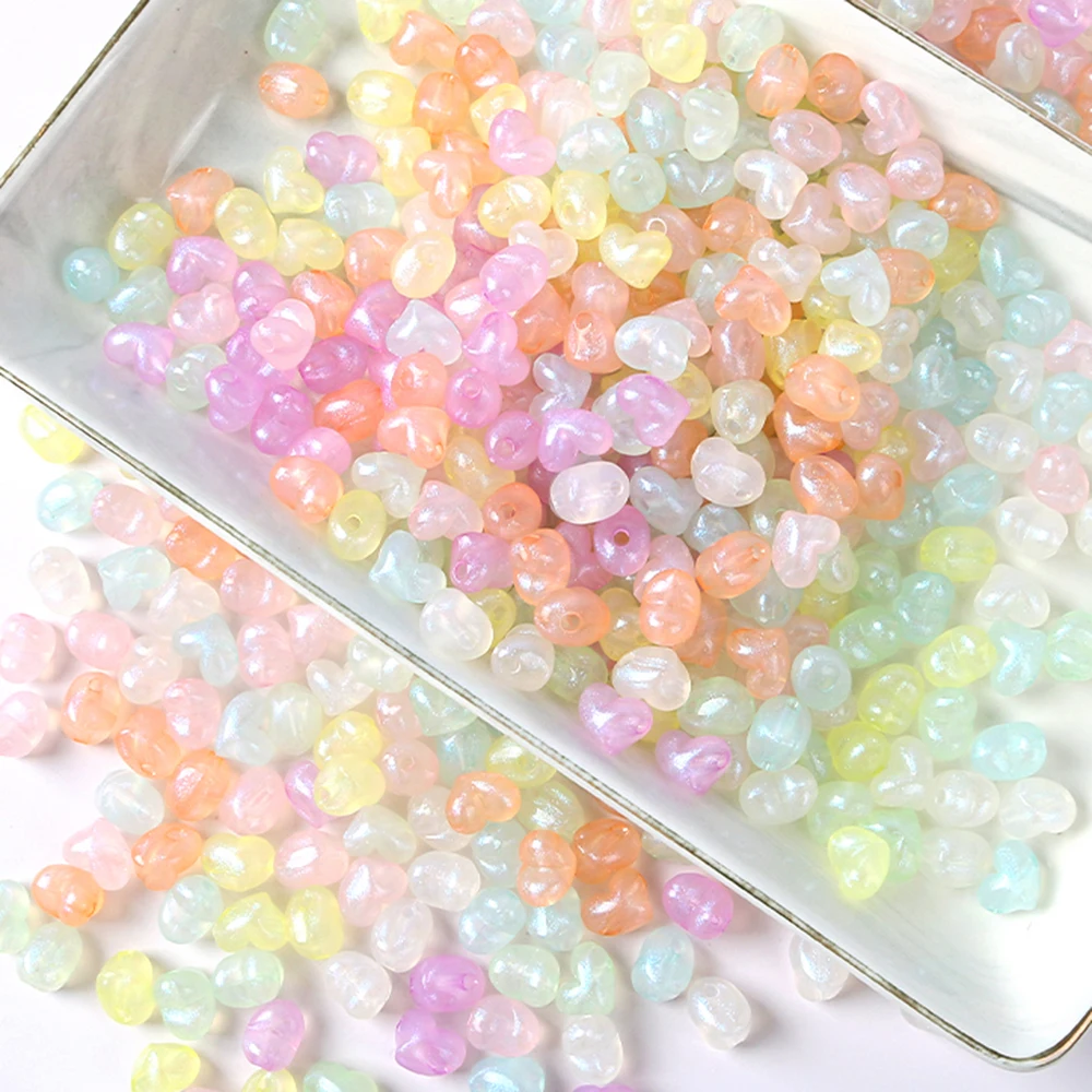 30pcs 9x11mm Mermaid Color Love Heart Beads Acrylic Loose Spacer Beads For Jewelry Making Diy Bracelet Necklace Earrings Craft