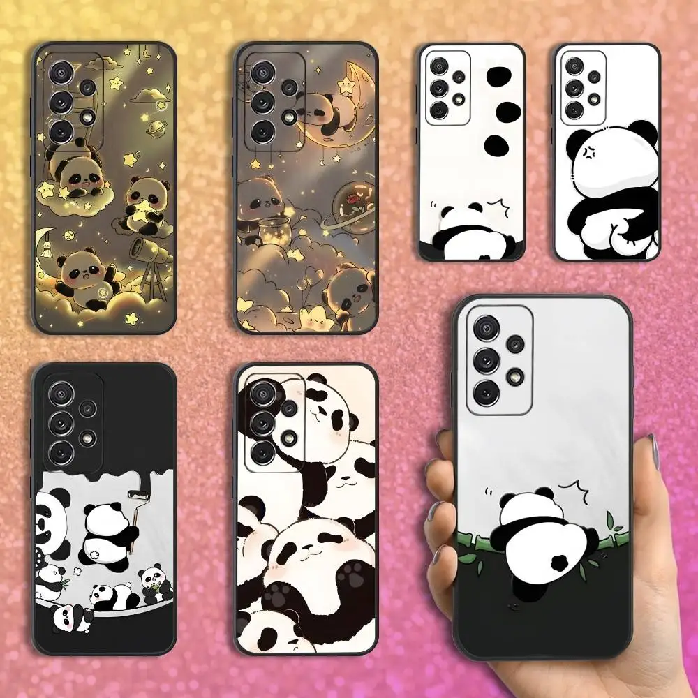 

Cute Cartoon Panda Bear Phone Case For Samsung S25,S24,S23,S22,S21,S20,S10,Ultra,Plus,Lite,FE,Soft Silicone Black Cover