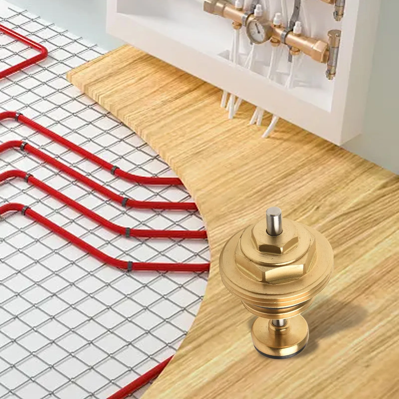 العودة دبوس صمام النوى M30x1.5 ل UFH المحرك تحت البلاط التدفئة موزع الدائرة العودة التلقائي صمام مشعب إدراج