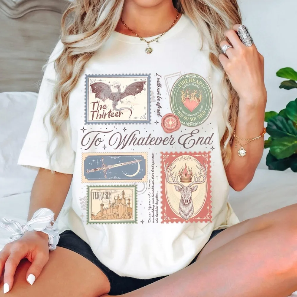Book StampsShirt Terrasen The Thirteen T Shirt Aelin Fireheart Tee TOG Series Gift Casual Graphic T Shirts Women Short Sleeve