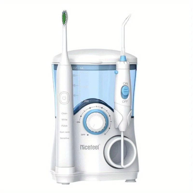 

Water Flosser Toothbrush Combo, Electric Oral Irrigator Cleaner, 10 Levels 600ml Capacity Rechargeable Teeth Cleaner Travel Home