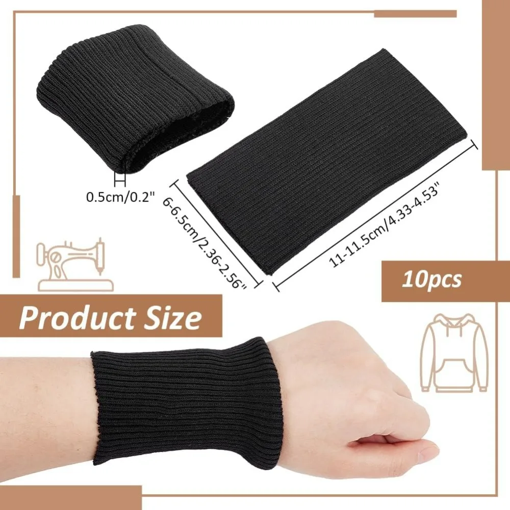 10 Pcs Rib Knit Fabric, About 4.33 Inch Stretch Knit Threaded Hem Cuff About 2.36 Inch(6cm) Wide Polyester Ribbing Fabric