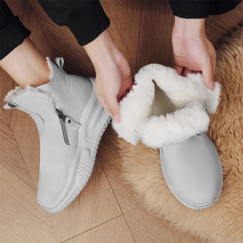 الرجال الشتاء الأحذية الباردة برهان حذاء من الجلد 2024 الرجال الشتاء عالية الجودة الدافئة عالية أعلى أحذية قطنية في الهواء الطلق سميكة سوليد الثلوج الأحذية #6