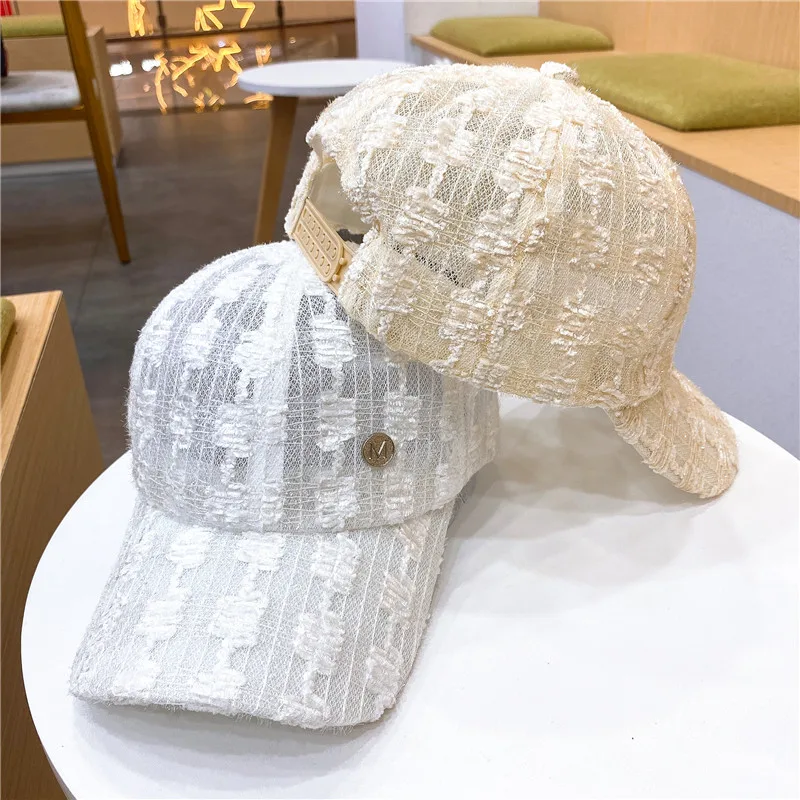 2022 Lace Baseball Cap Summer Ladies Small Fresh Breathable Thin Peaked Cap Tide Brand Face Small Fashion All-match Mesh Sun Hat