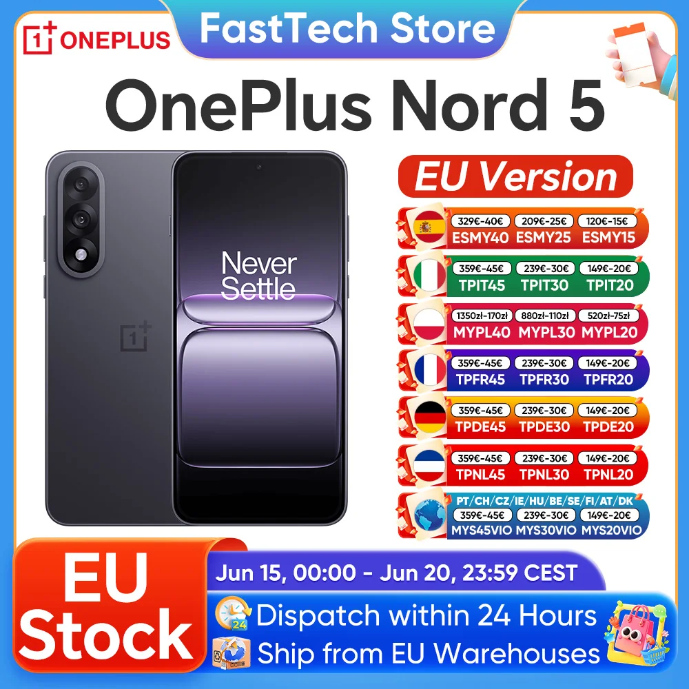 Nouveau smartphone OnePlus Nord 5 5G Snapdragon ? 8s Gen 3, écran AMOLED 6,83 pouces, 144 Hz, 5200 mAh, 80 W SUPERVOOC, double appareil photo 50 MP Nouveau smartphone OnePlus Nord 5 5G Snapdragon ? 8s Gen 3, écran AMOLED 6,83 pouces, 144 Hz, 5200 mAh, 80 W SUPERVOOC, double appareil photo 50 MP