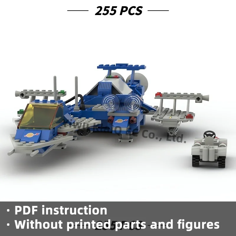 Classic Sci-Fi Interstellar Craft Bricks Model Set for Adults 255pcs MOC Retro Space Shuttle Freighter Spaceship Building Blocks