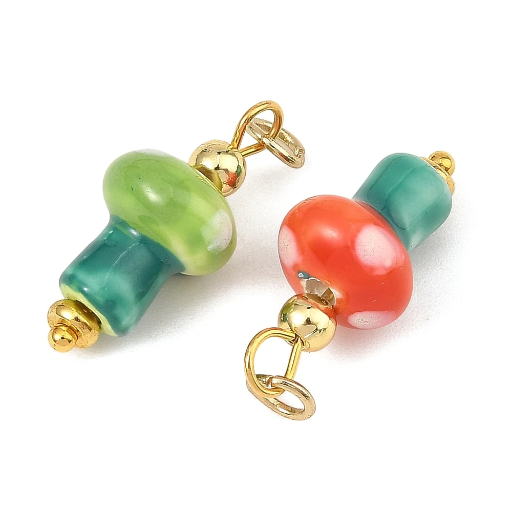 20pcs Mushroom Porcelain Pendants Handmade Charms For DIY Earring Bracelet Necklace Forest Style Jewelry Making Accessories
