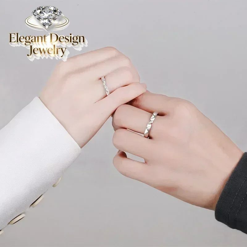 Elegant-Design PT950 Platinum 0.48 Ct Moissanite Lovers Wedding Unisex Band, Women&Men Couple Rings for Valentine's Day Gift