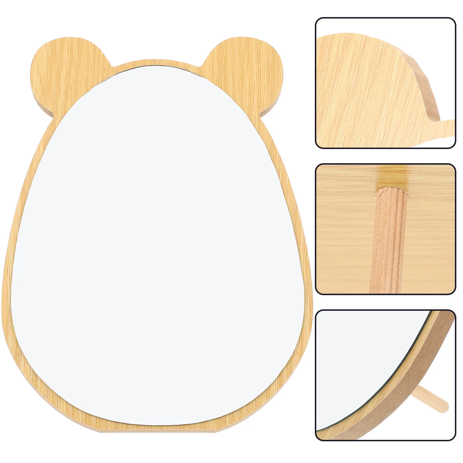 Wooden Makeup Mirror Desktop Tabletop Mirror for Room Decorative Base Stable Smooth Surface Clear Reflection Daily Use Home