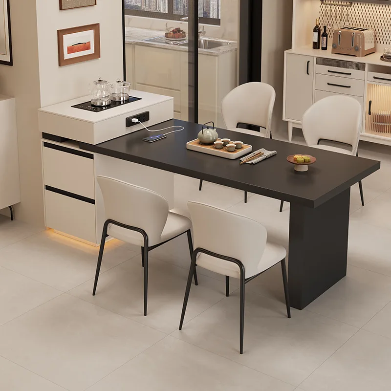 Island dining table integrated household retractable folding mobile small apartment multi-functional side cabinet