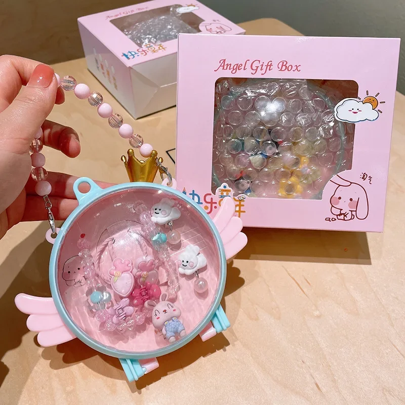 Children Jewelry Hair Accessories Gift Box Set Cute Cartoon Pendant Necklace BB Clip Hairpin Baby Headbands for 3-7 Years Girls