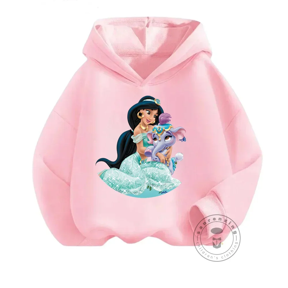 2024 Disney Cartoon Printing Hoodies Girls Sweatshirt Autumn And Winter Harajuku Pullovers Disney Aladdin Casual Hooded Tops