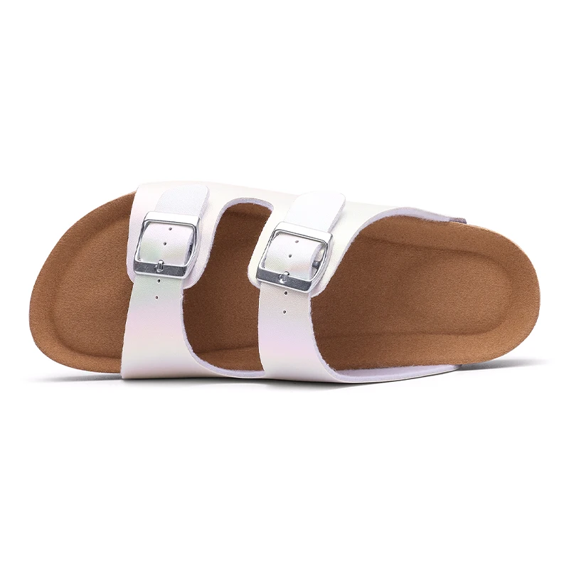 Smile Pop New Women Cork Slide Sandals Summer Clogs Shoes Fashion Gradient Flat Sandals Antiskid Beach Slides With Double Buckle