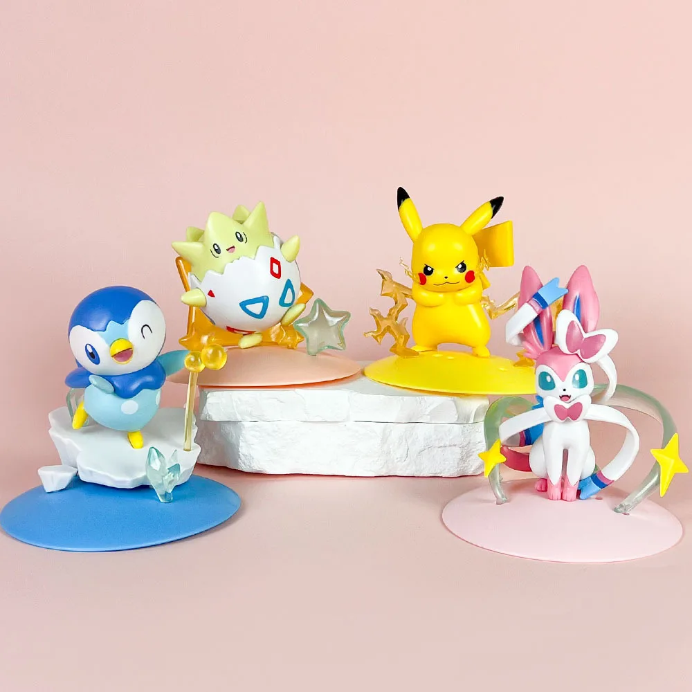 流行のポケモン特殊効果フィギュア - ピカチュウ、トゲキス、クレフェアリー、ゼニガメ アニメコレクタブルモデルデコレーション