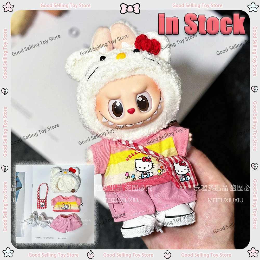 

New Only Clthes 17cm Labubu Clothes Kitty Doll Outfit Accessories Plaid Overalls Clothing for Labubu 3.0 V1 V2 V3 Vinyl Pendant