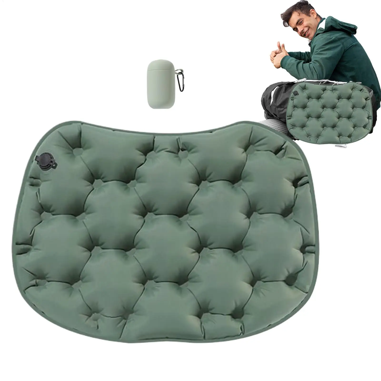 Inflatable Seat Cushion Airplane Air Sitting Pad with Storage Case Portable Bleacher Chair Sitting Pad for Fishing Hiking Train