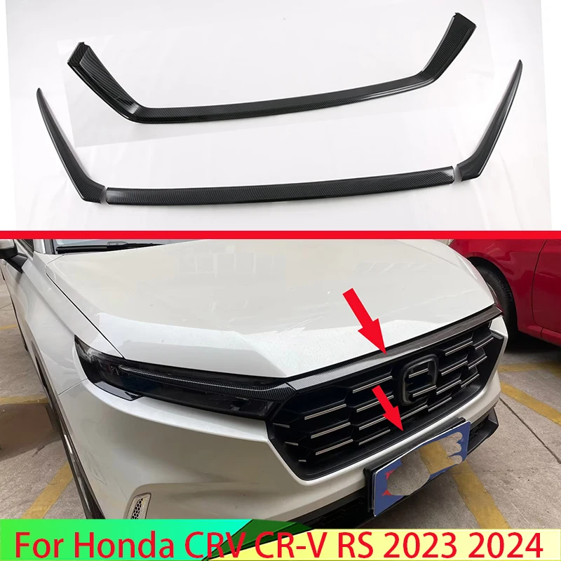 For Honda CRV CR-V RS 2023 2024 Carbon Fiber Style Front Center Mesh Grille Grill Cover Radiator Strip Trim Decoration