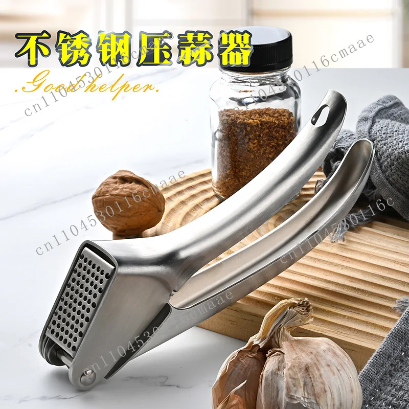 Stainless Steel High-temperature Resistant Manual Garlic Press, Kitchen and Household Garlic Pounding Tool