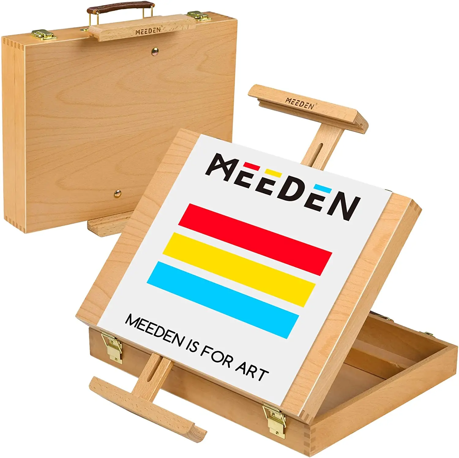 MEEDEN Hold up to Canvas 28 '' Max Art Supplies Cavalete de mesa Caixa de esboço Cavalete de mesa de madeira de faia maciça para pintura