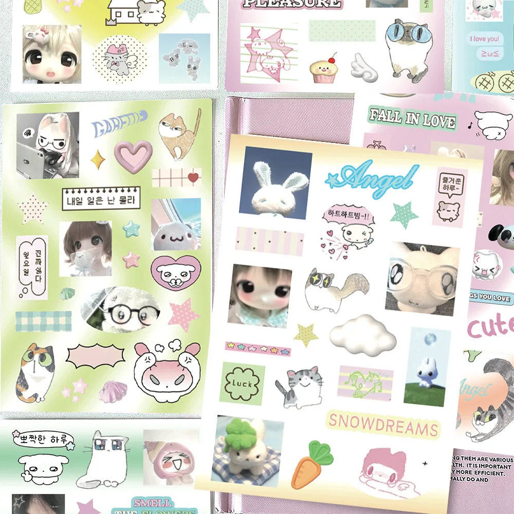 8PCS Cute And Adorable Ins-style Cat Stickers DIY Cut Membrane Hand Account Decoration Sticker Children’s Gift Decals Toy