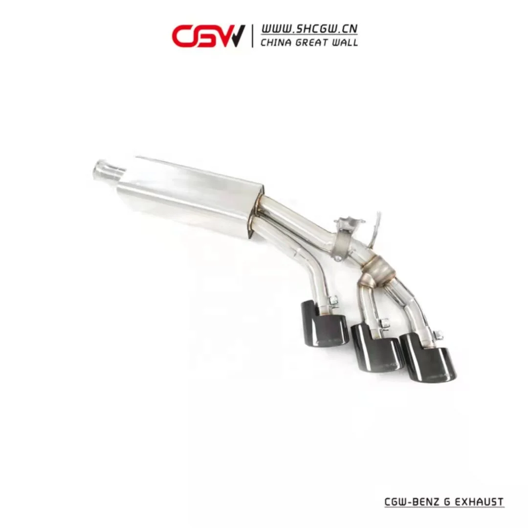 CGW Active Sound Exhaust Muffler Piping For Mercedes Benz G500 2021 With Black 6 AMG Tips