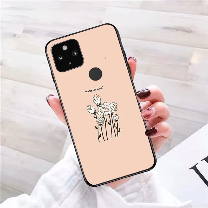 Art Aesthetic Flower Word Quotes Phone Case for Google Pixel 7a 8 7 Pro 6A 6 Pro 8A 5A 4A 3A Pixel 5 6 4 3 XL 3A XL