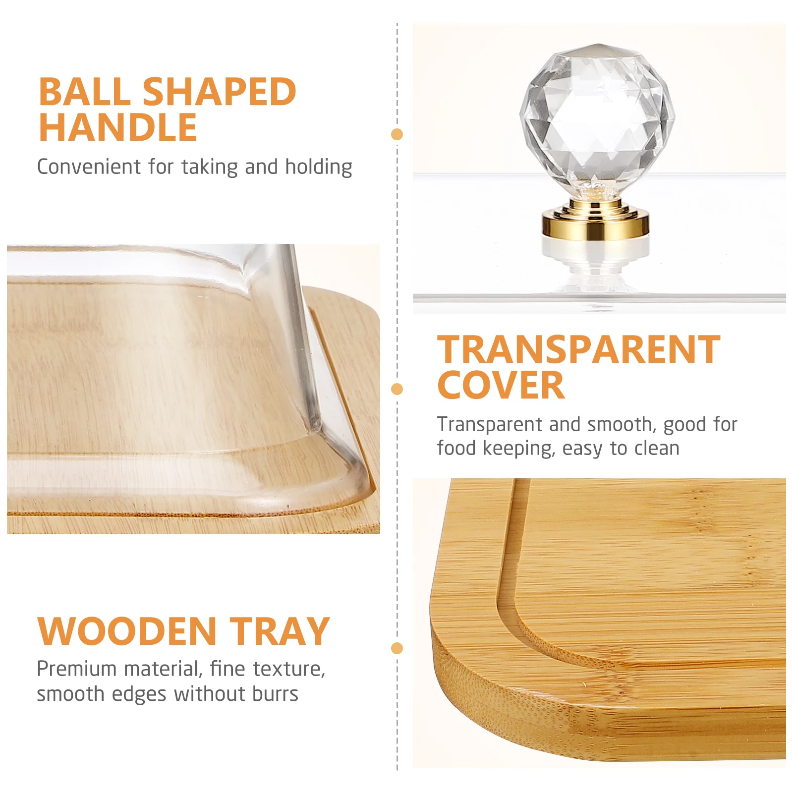 

Household Dessert Display Tray Clear Lid Wooden Cake Preservation Plate Practical Cake Tray with Cover Party Supplies