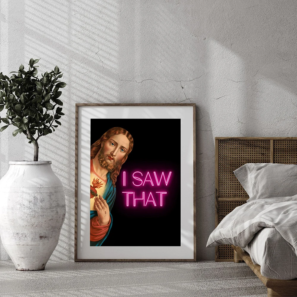 Alter Art, Canvas Painting Print, Vintage Portrait Poster, Neon Effect Funny Quotes Picture, Gallery Home Room Moody Wall Decor