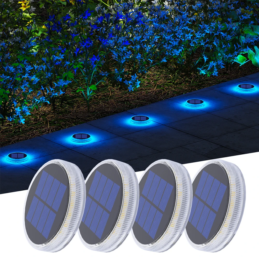 

4Pcs Solar Deck Lights LED Driveway Light Solar Powered Dock Outdoor Waterproof IP68 For Step Sidewalk Stair Garden