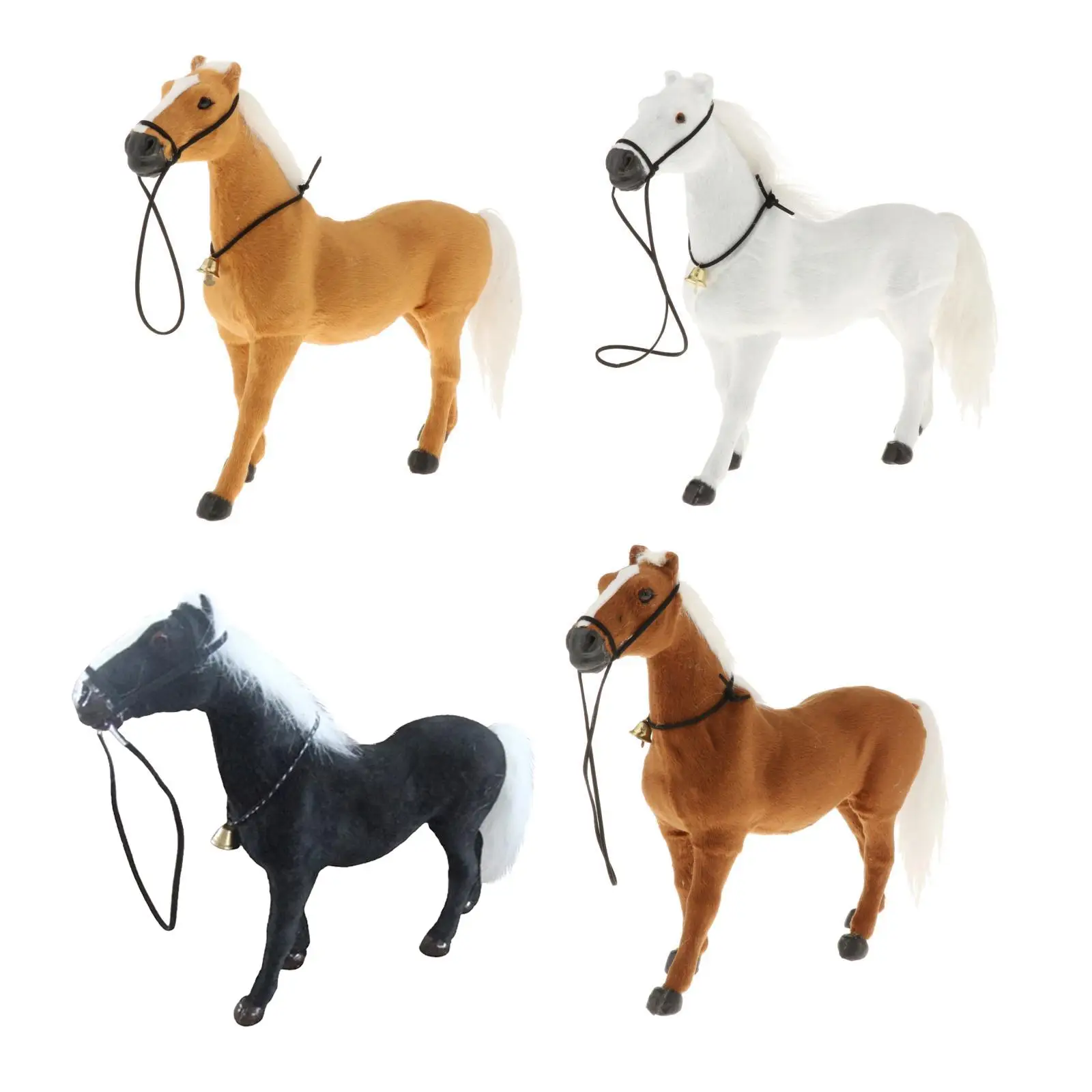 Realistic Faux Fur Horse Model Figurine Toy Handicraft Statue Collections