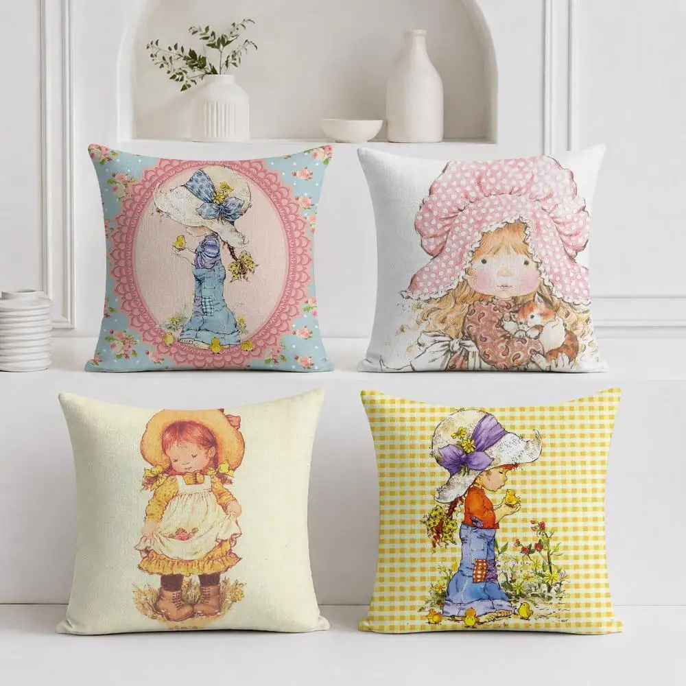 S-Sarah Kay Holly H-Hobbie Cushion Cover Plush Fabric Soft Double-Sided Printed Sofa Warm Winter Home Gift Pillow Cover