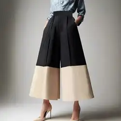 Women's fashion casual splicing high waist slimming loose pants
