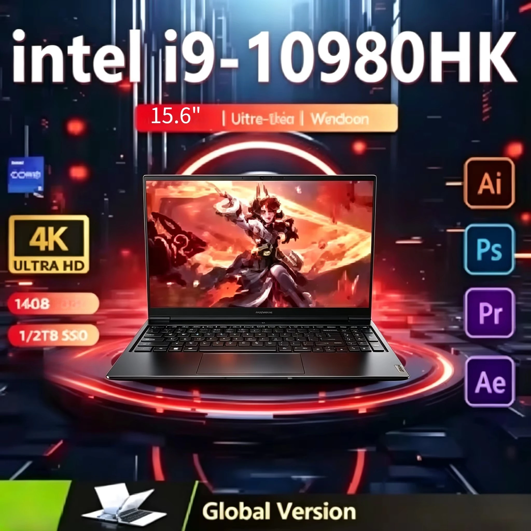 2026 Laptop Intel Core i9-10980HK 32GB RAM  2TB SSD 15.6' Office Gaming Laptops Fingerprint UnIock Notebook Protable PC