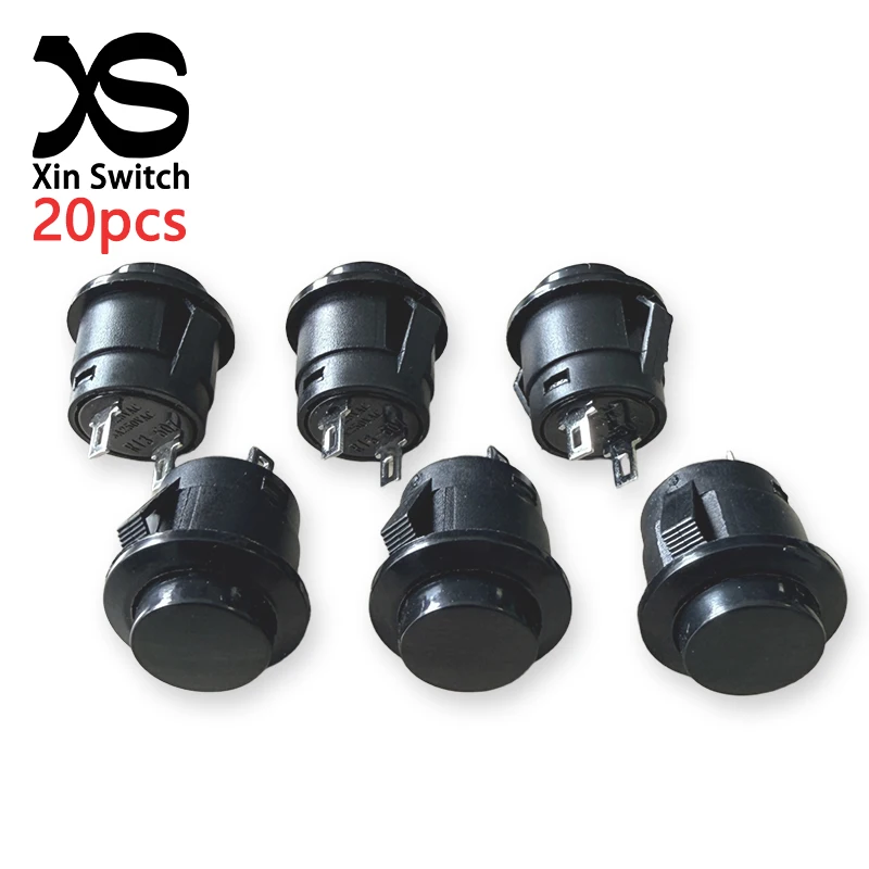 20PCS R13-507 Black 16mm Self Resetting Power Button Card Buckle Type Switch 3A 250VAC/6A 125VAC Plastic Without Lock Switch