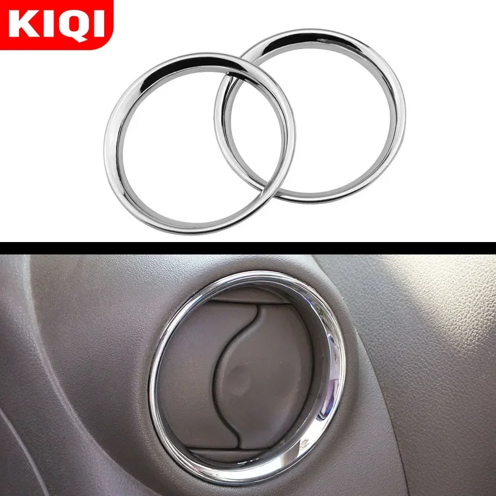 Osłona wylotu powietrza do Nissan Versa Almera Latio 2012 - 2015 2016 2017 Chromowana osłona pierścienia wentylacyjnego klimatyzacji Naklejka stylizacyjna samochodu