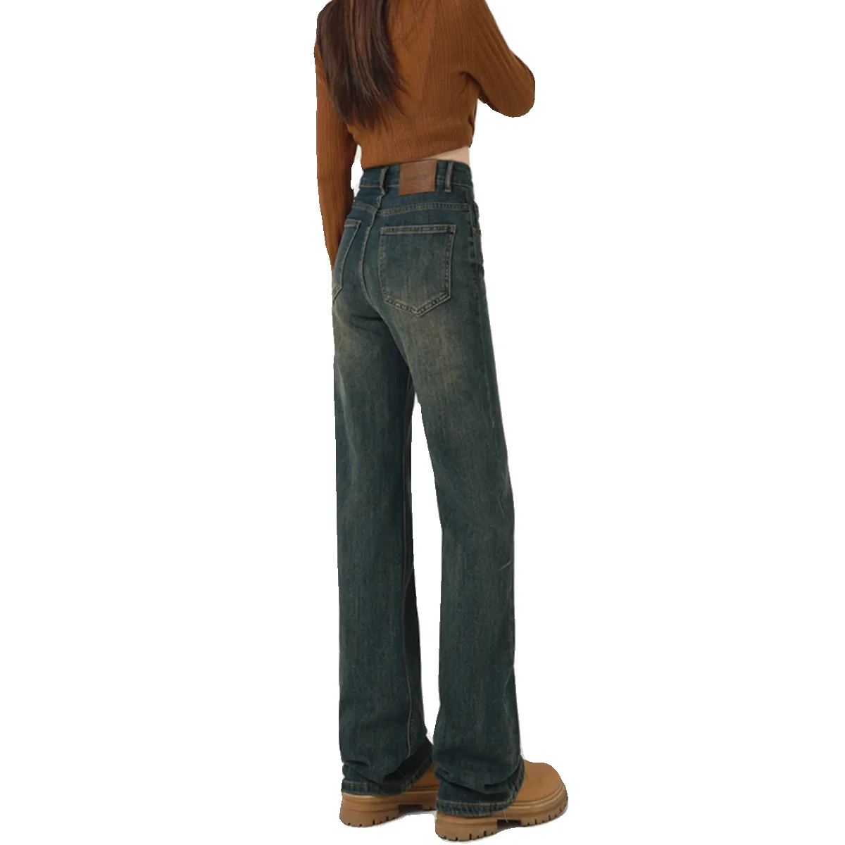 Hohe Taille Gerade Bein Jeans Frauen Frühjahr Neue Sle Casual Breite Bein Hosen Dra Slim Fit Vintage Bodenlangen