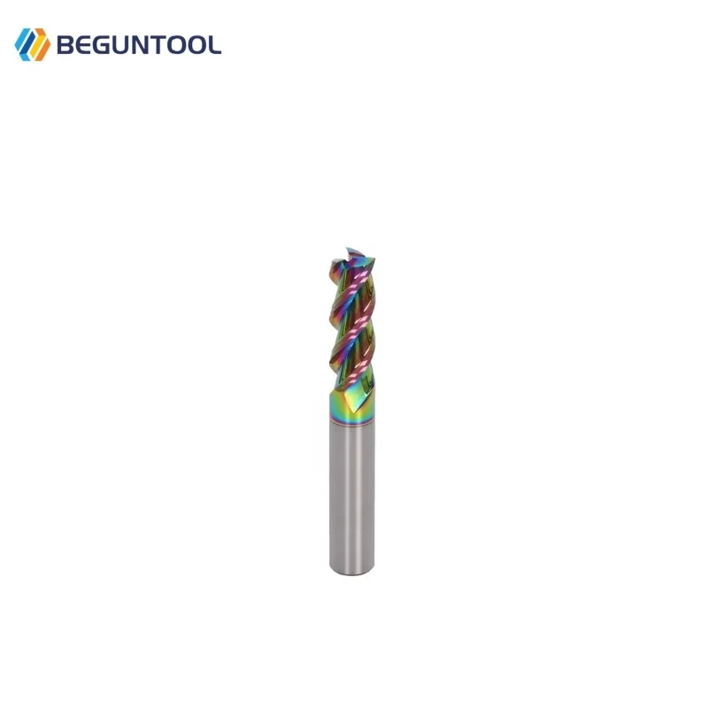 Colorful Milling Cutter Aluminum End Mill Carbide Steel Milling Tools CNC Machine 3 Flutes Color Coating Aluminum End Mill