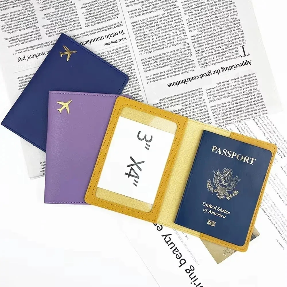 PU Leather Passport Holder Waterproof Portable Storage Passport Case Solid Color Lightweight Credit Card Wallet