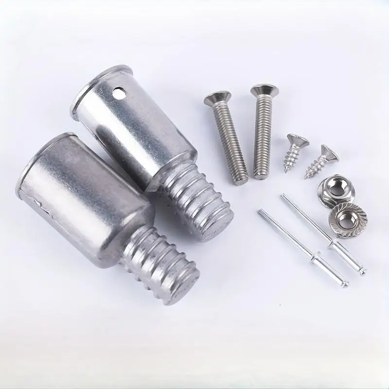 5pcs Set Silvery American Metal Threaded Head Alloy Broom Handle Extensions for Mops Roller Rods Replacement Connector Fittings