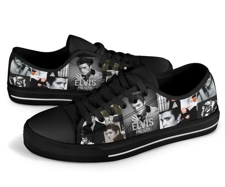 Elvis The King Hillbilly Cat Low Top High Quality Sneakers Mens Womens Teenager Aaron Canvas Sneaker Couple Custom Shoe Presley