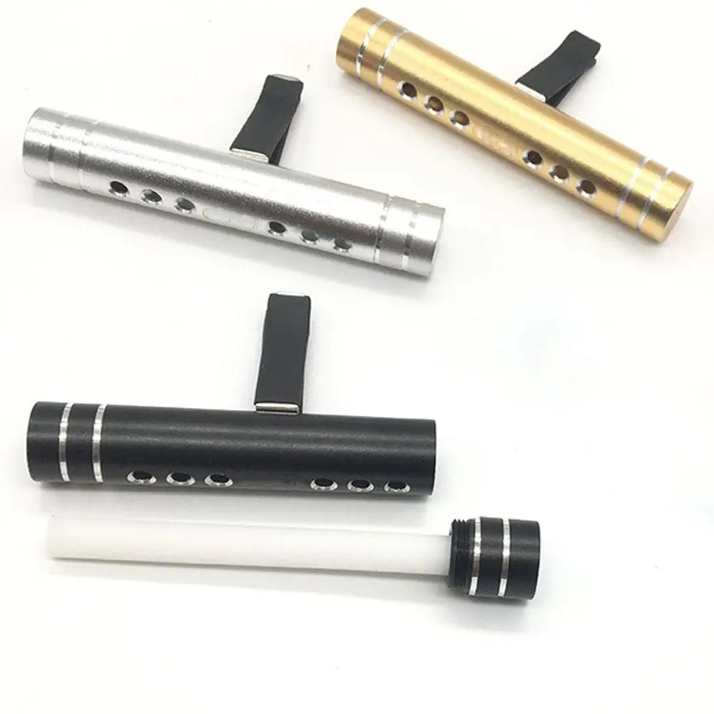 Car Fragrance Vent Clip Cylindrical Essential Oil Car Diffuser Air Freshener with 5 Refill Sticks for Auto Office Kitchen D2I9