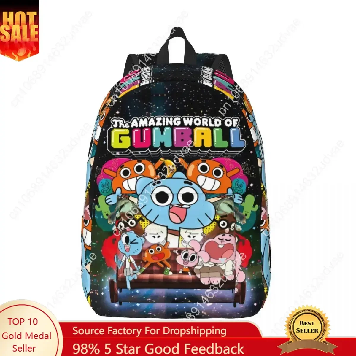 Gumballs Amazing World Backpack untuk Pria Wanita Remaja Pelajar Tas Kerja Harian Komedi Acara TV Lucu Tas Laptop Kanvas Luar Ruangan