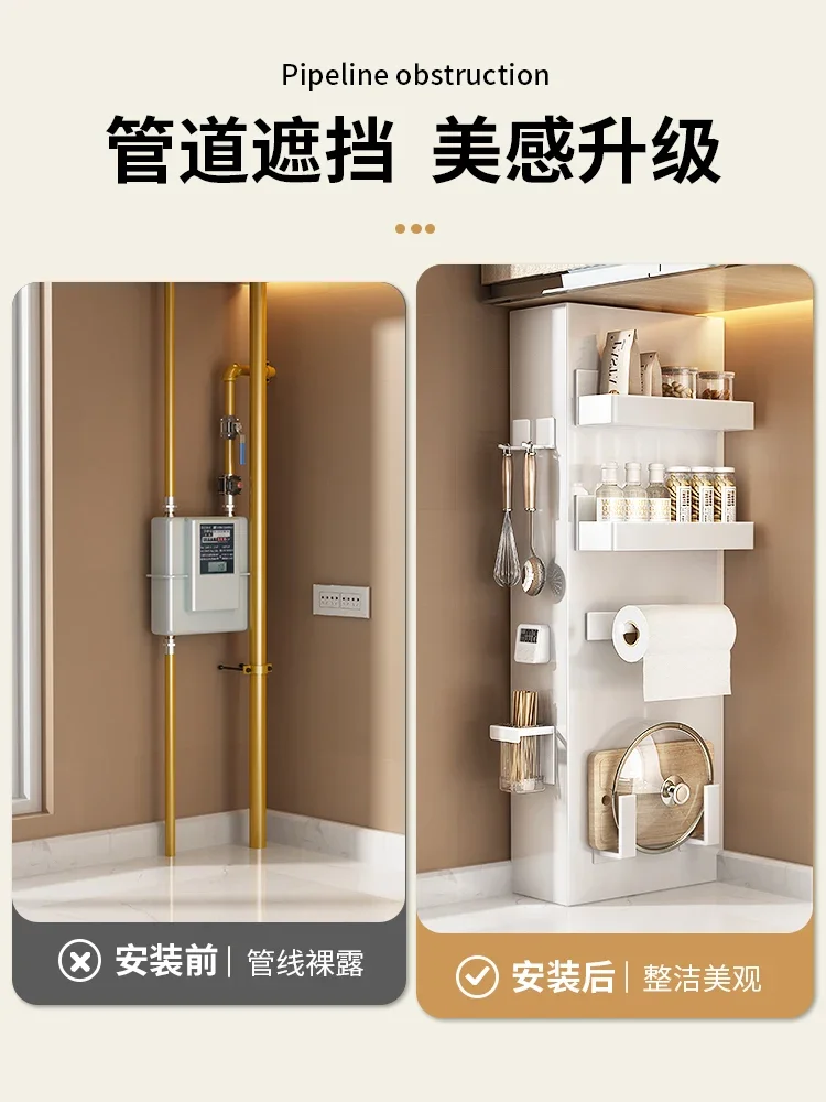 Kitchen gas pipeline shielding decorative hole plate package sewer gas ugly cabinet gas package shelf