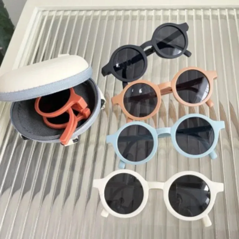 Foldable Kids Sunglasses Girls Boys Cute Round Sun Glasses Children Street Beat Eyeglasses Baby Shades Eyewears UV Protection