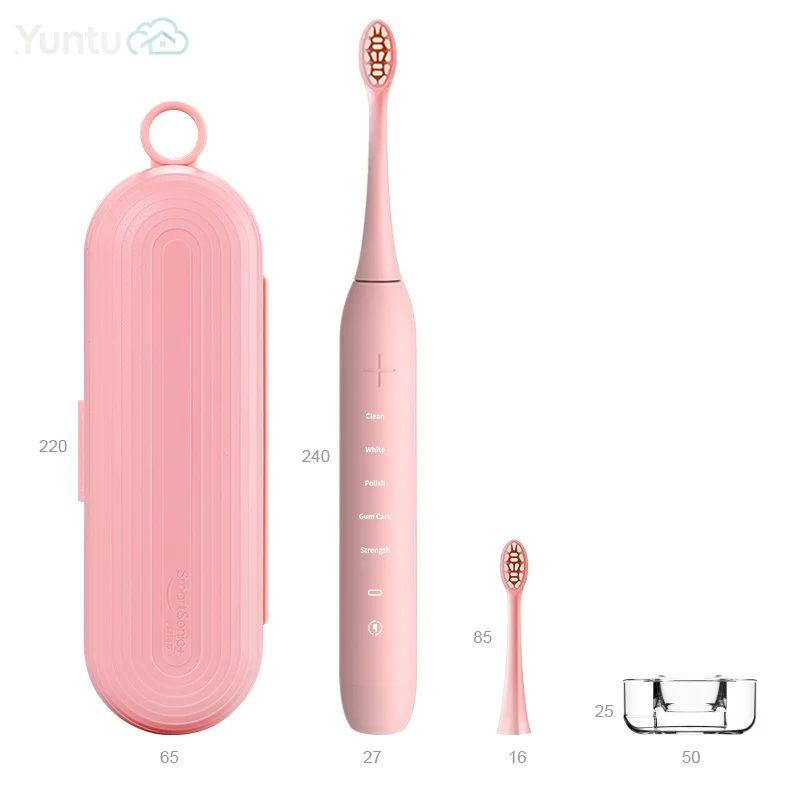 OEM Intelligent  Sonic Electric Toothbrush Soft Dupont Bristles Whitening Brush with Travel Case