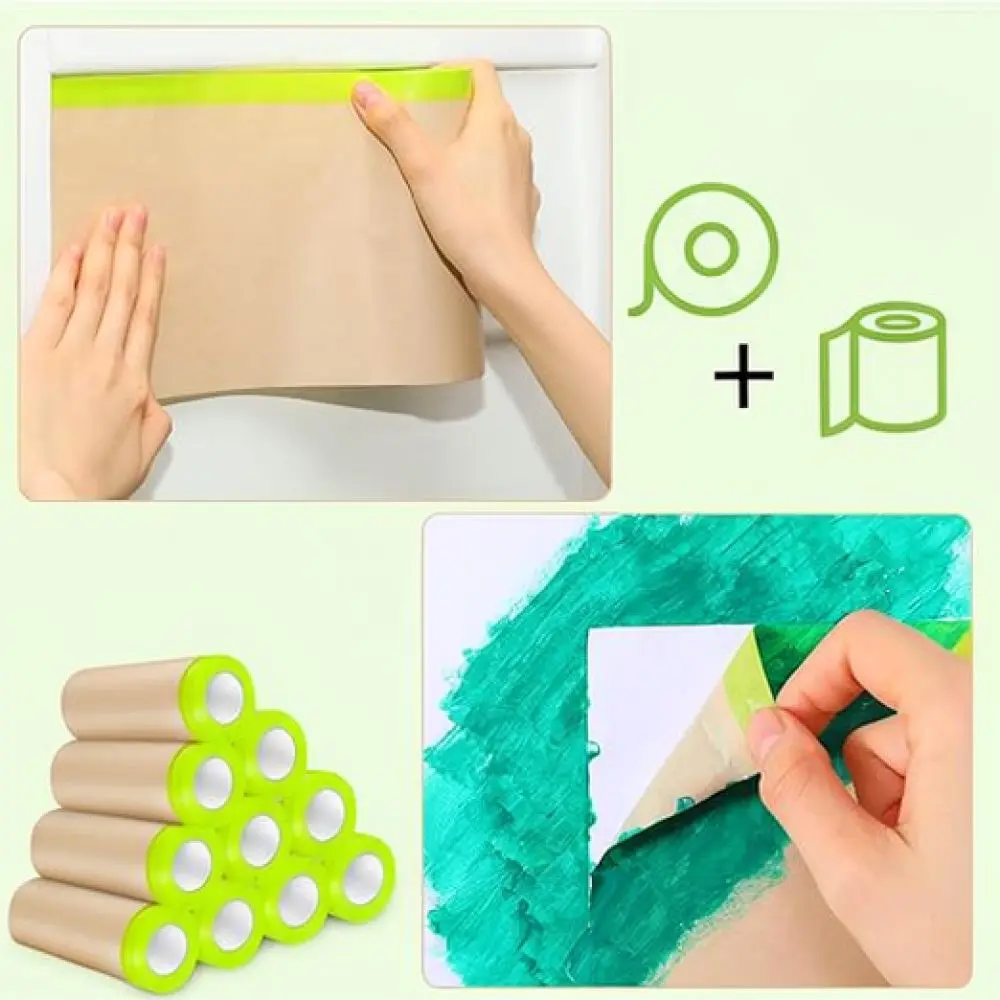 Heavy Duty Kraft Paper Masking Roll For Paint Protection Automotive Refinish DIY Renovation Dustproof Barrier Tape
