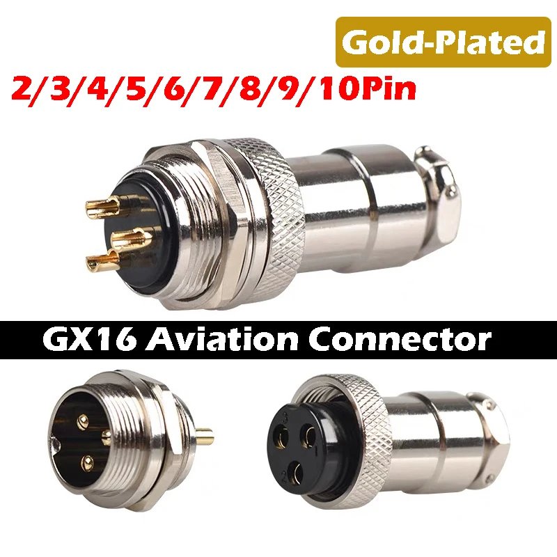 GX16 Gold Plated Aviation Male Plug / Female Socket Industrial Welding Connectors 2PIN 3PIN 4PIN 5PIN 6PIN 7PIN 8PIN 9PIN 10PIN